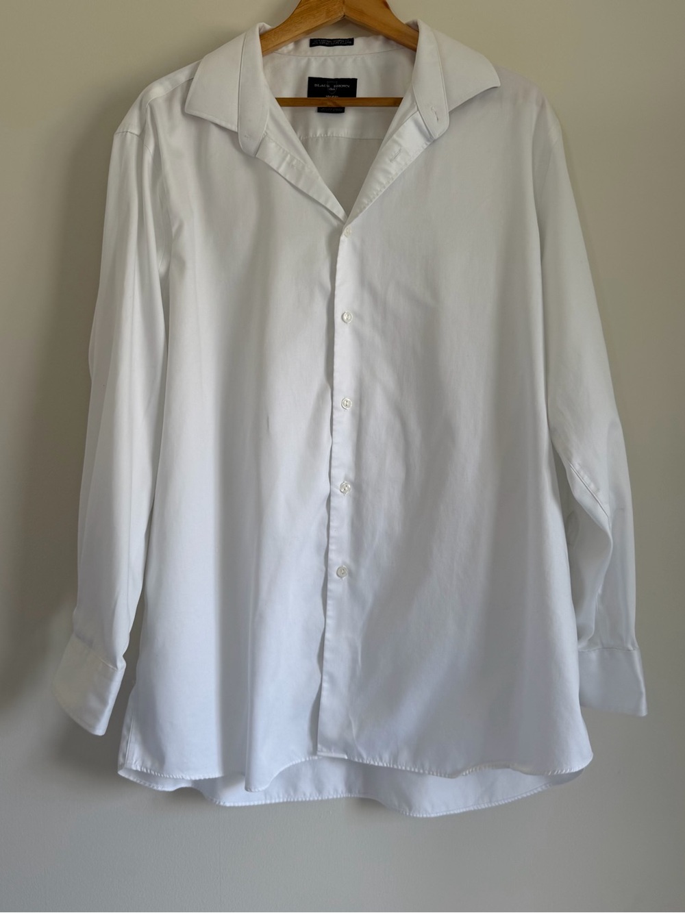 Black Brown 1826 Mens White Dress Shirt 18 35/89 Tailored Fit Non Iron‎ Cotton